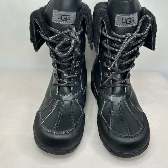 UGG BUTTE II CWR Weather Snow Waterproof leather Boots BLACK SIZE 6 - Picture 1 of 6